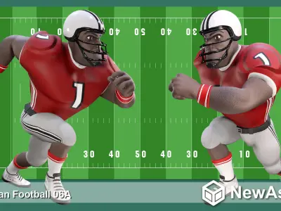 American Football Touchdown Character 06A Low-poly 3D model