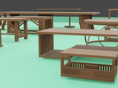 3D Greybox Table Pack 20 Low Poly Models for Prototyping  Low-poly 3D model