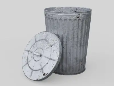 Dustbin 3 Lowpoly metal trash can Low-poly 3D model