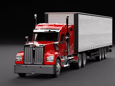 Kenworth 990 Truck Red 3D model