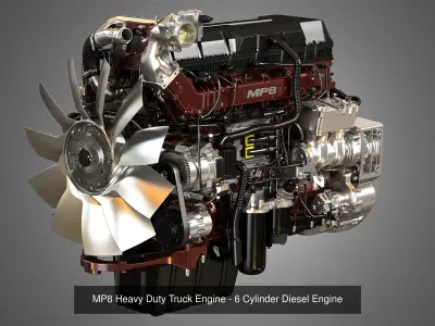 MP8 - DD15 Engines - 6Cylinder Truck Diesel Engines  2 in 1 3D Model Collection