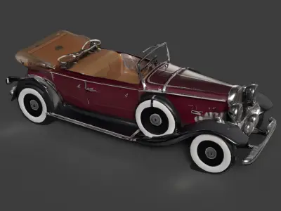 Chinese vintage car  figure  Low-poly 3D model