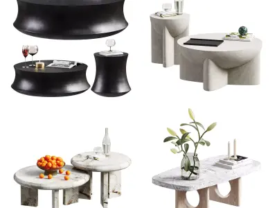 Table Collection - Modern Coffee Tables with Decor Accessories 