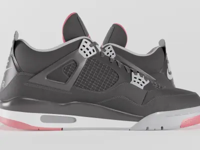 Nike Air Jordan 4 Retro Bred Shoe Low-poly 3D model