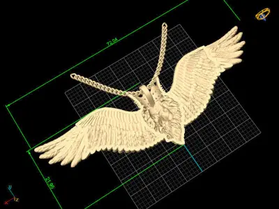 Lion wings pendant Silver Gold  Print 3D print model