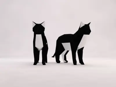 ORIGAMI---Cat Setup Low-poly 3D model