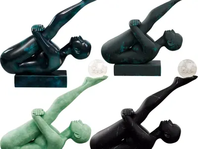 Balancing Human Figure with Light Sphere Low-poly 3D model