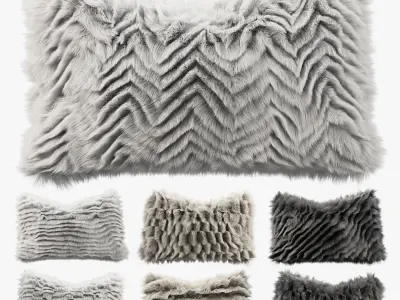 Fur pillows set 5 3D model