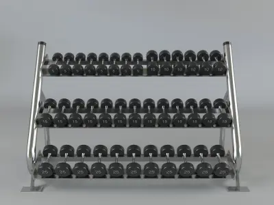 Dumbbell set rack with weights 3D model