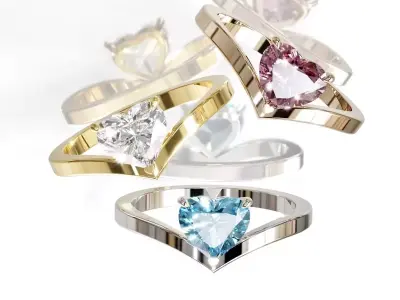 Engagement Heart Gemstone Ring 3D print model 3D print model 3D print model
