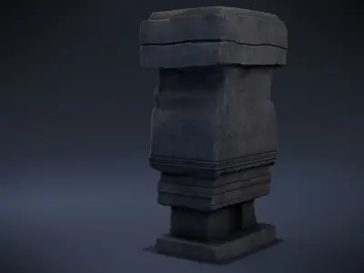 Chalchiuhtlicue stone column Low-poly 3D model