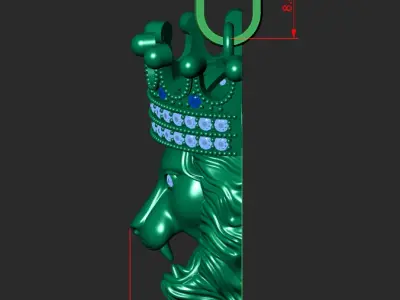 LION PENDANT WITH CROWN Printable Model 3D print model