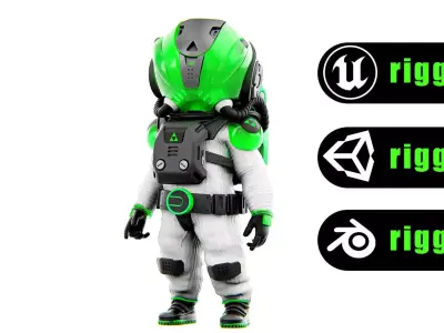 TOON ASTRONAUT F-E  Rigged for Unreal Engine - Unity - MIXAMO 3D model