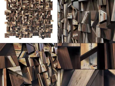 Rectangle wood panel rail n1 3D model