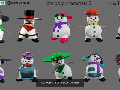 Cartoon city and cartoon snowmen 3D Model Pack