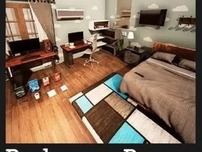 Bedroom  Prop Package Low-poly 3D model