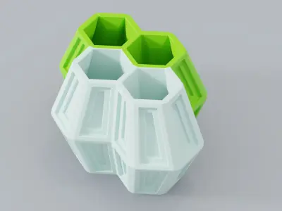 4 Hexa Flower Pot Vase 3D print model