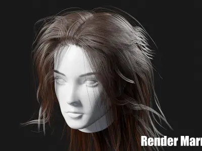 Hair for AAA games Unreal Engine 4 and 5 Low-poly 3D model