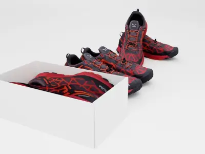 Pair of trekking shoes sneakers outdoor footwear 3D model