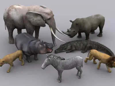 AFRICAN ANIMALS PACK GAME READY ANIMATED MODELS Low-poly 3D model