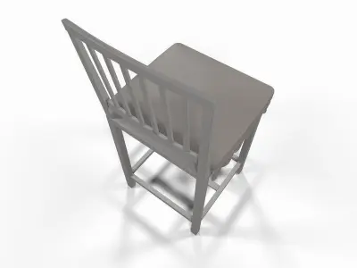 White wooden chair 3D model
