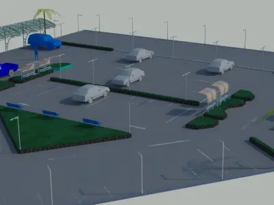 Outdoor 3D Parking Area 3D model