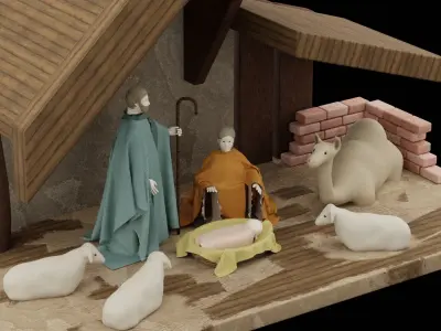 Christmas Nativity Scene Low-poly 3D model