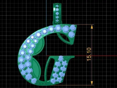 LUXURY ALPHABET G PENDANT 3D PRINTABLE MODEL 3D print model