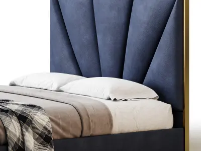 Royal Blue Upholstered Luxury King Size size Bed 3D model