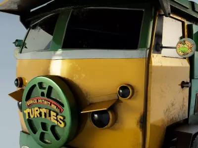 Turtle Van Stylized Cartoon Vehicle 3D Model Low-poly 3D model