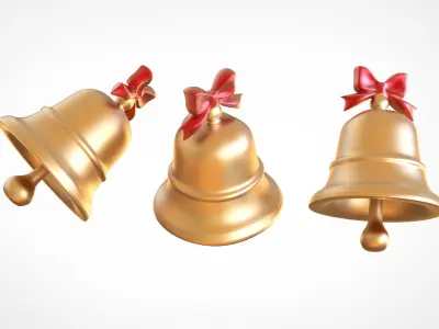 Christmas Bells Realistic Holiday Decoration Asset 001 Low-poly 3D model