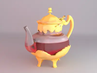 Arabian Royal Teapot Luxury Gold Glass Kettle 3D model