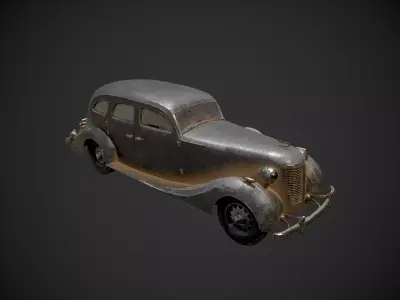 Low Poly Old Retro Vintage Car - Textured  Low-poly 3D model