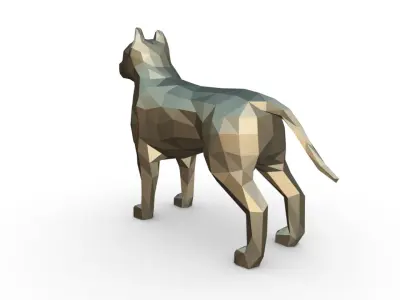 pit bull low poly 3D print model