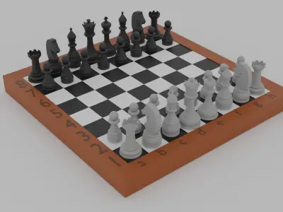 chess board games Low-poly 3D model
