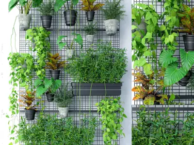 Wall Grid Plant Pot  3D Model Collection