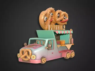 Asset - Cartoons - Food Pretzel Car 3D model