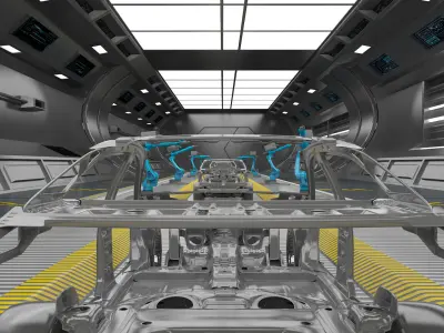 Automobile production line 3D model