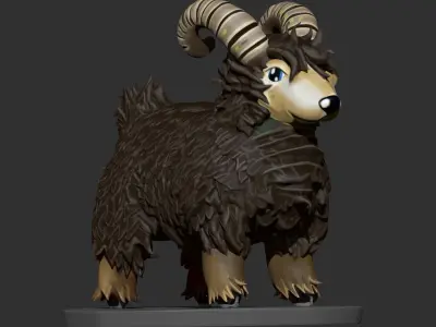 Brown Sheep Concept Sculpture 3D model