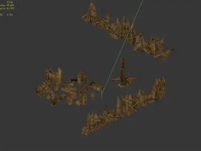 Game Wooden Pole - Broken Fence 03 3D model