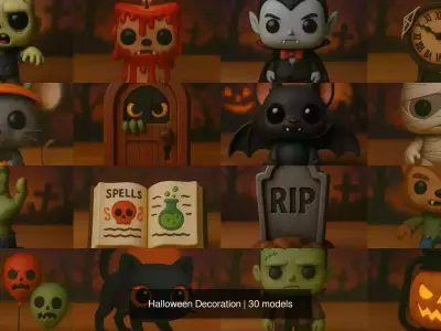 Halloween Decoration 3D Model Collection