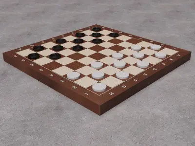 Realistic Checkers Board Free low-poly 3D model
