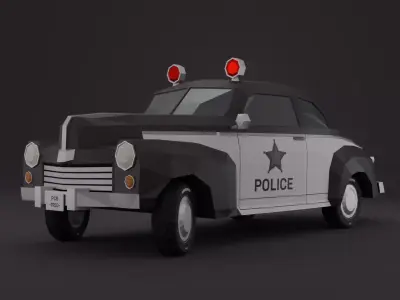 Police Car 1950 Low-poly 3D Model 3D model