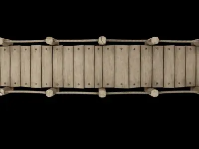 Medieval wooden bridge Free low-poly 3D model