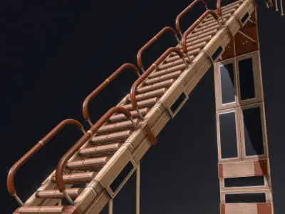 Modular Stairs Collection Woody Version Low-poly 3D model