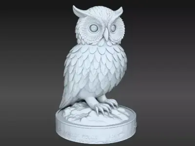 Snow Owl 3D Model Winter Figurine 3D Printable  3D model