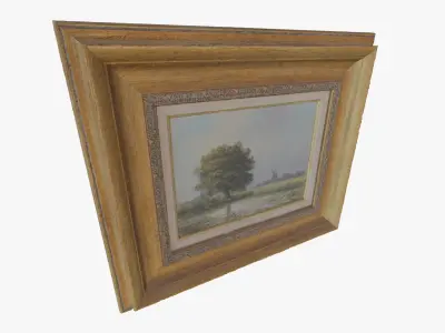 3D Scan Old Painting with classic gold frame 4 Low-poly 3D model