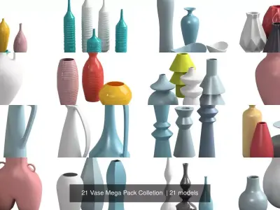 21 Vase Mega Pack Colletion  3D Model Collection