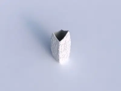 Vase double arc rectangle with scattered diagonal grid plates 3D print model