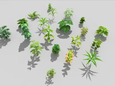 20 low poly grounds plant pack Low-poly 3D model